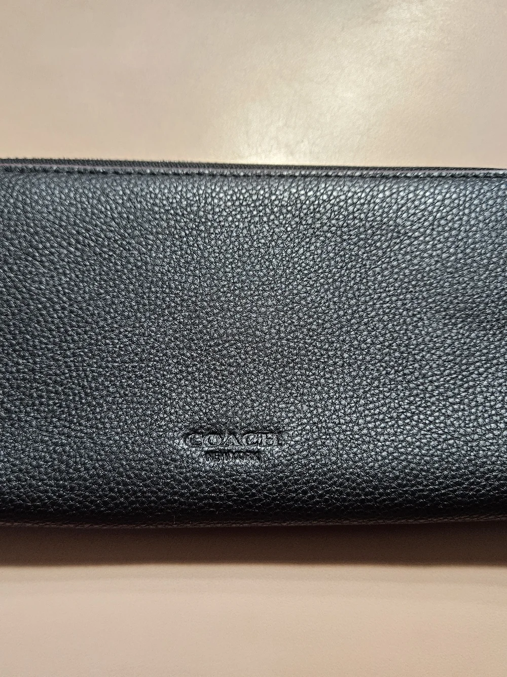 Authentic Coach X Keith Haring Black Pebbled Leather Zip-Around Long Wallet